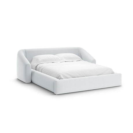 Campi Bett mit Kopfteil und Stauraum aus Strukturierter Stoff in Hellgrau (Moly 70), 200x140 cm von Cosmopolitan Design – Bild 1