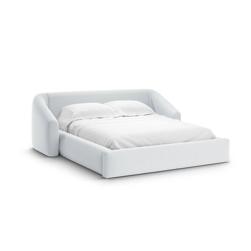 Campi Bett mit Kopfteil und Stauraum aus Strukturierter Stoff in Hellgrau (Moly 70), 200x180 cm von Cosmopolitan Design – Bild 1