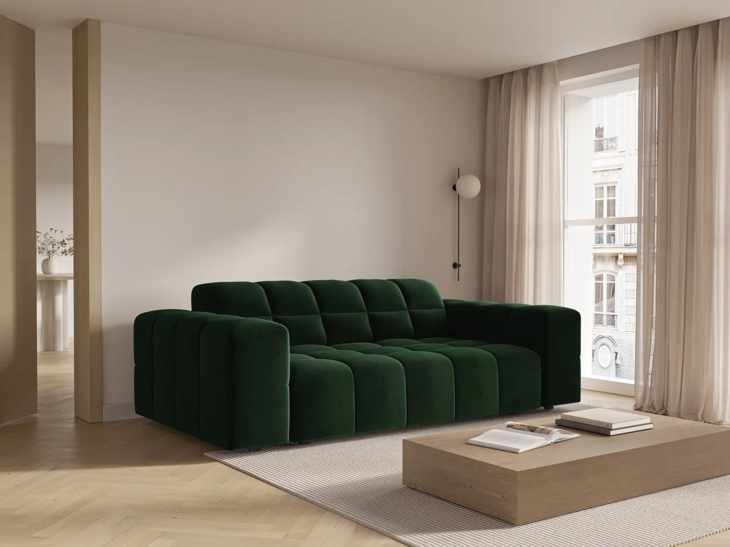 Chicago 2-Sitzer Sofa aus Samt in Flaschengrün (Bluvel 78), 175x102x70 cm von Cosmopolitan Design – Bild 2