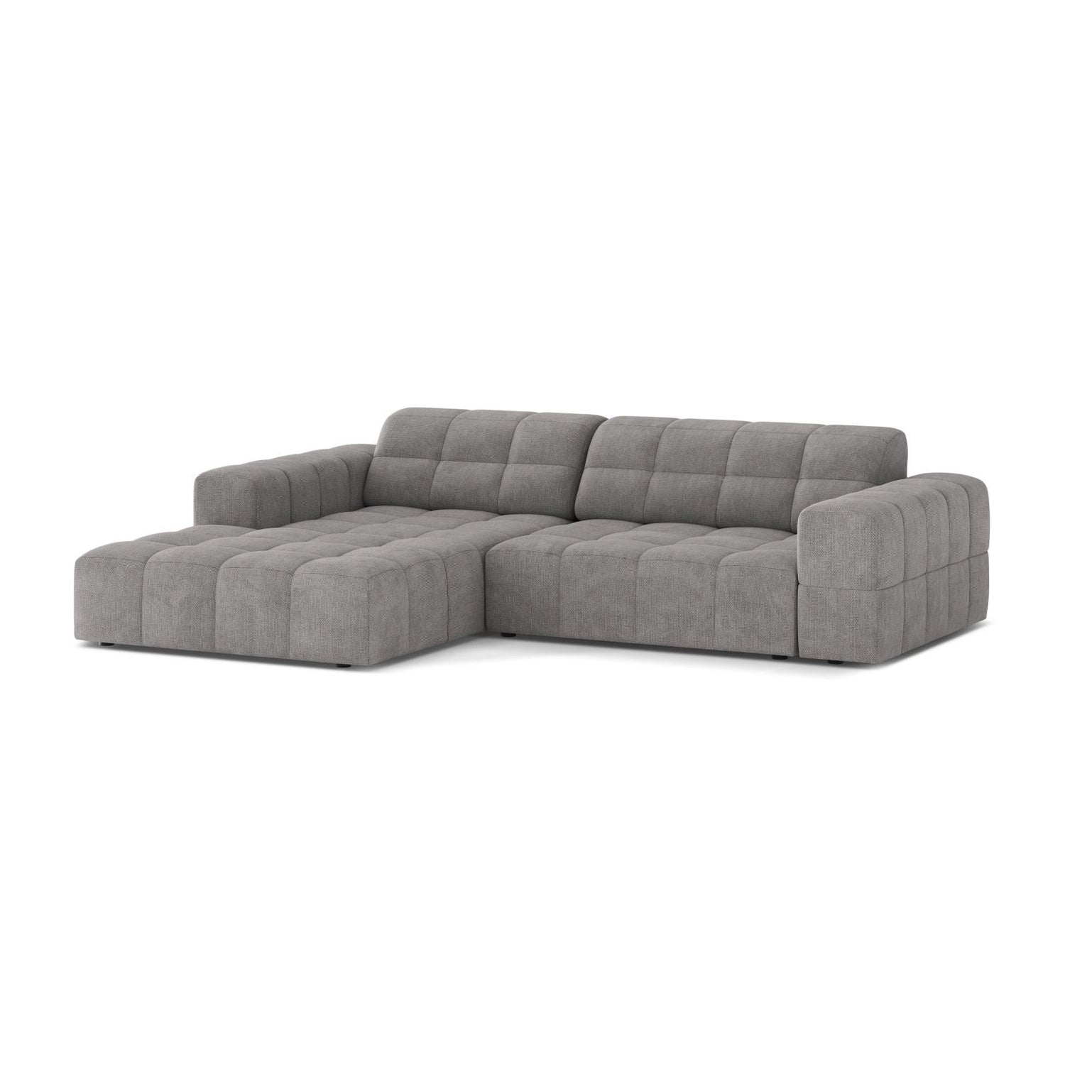 Chicago 3-Sitzer Ecksofa, Linke Seite, aus Chenille in Hellgrau (Eden 18 Grey), 234x167 cm von Cosmopolitan Design – Bild 3