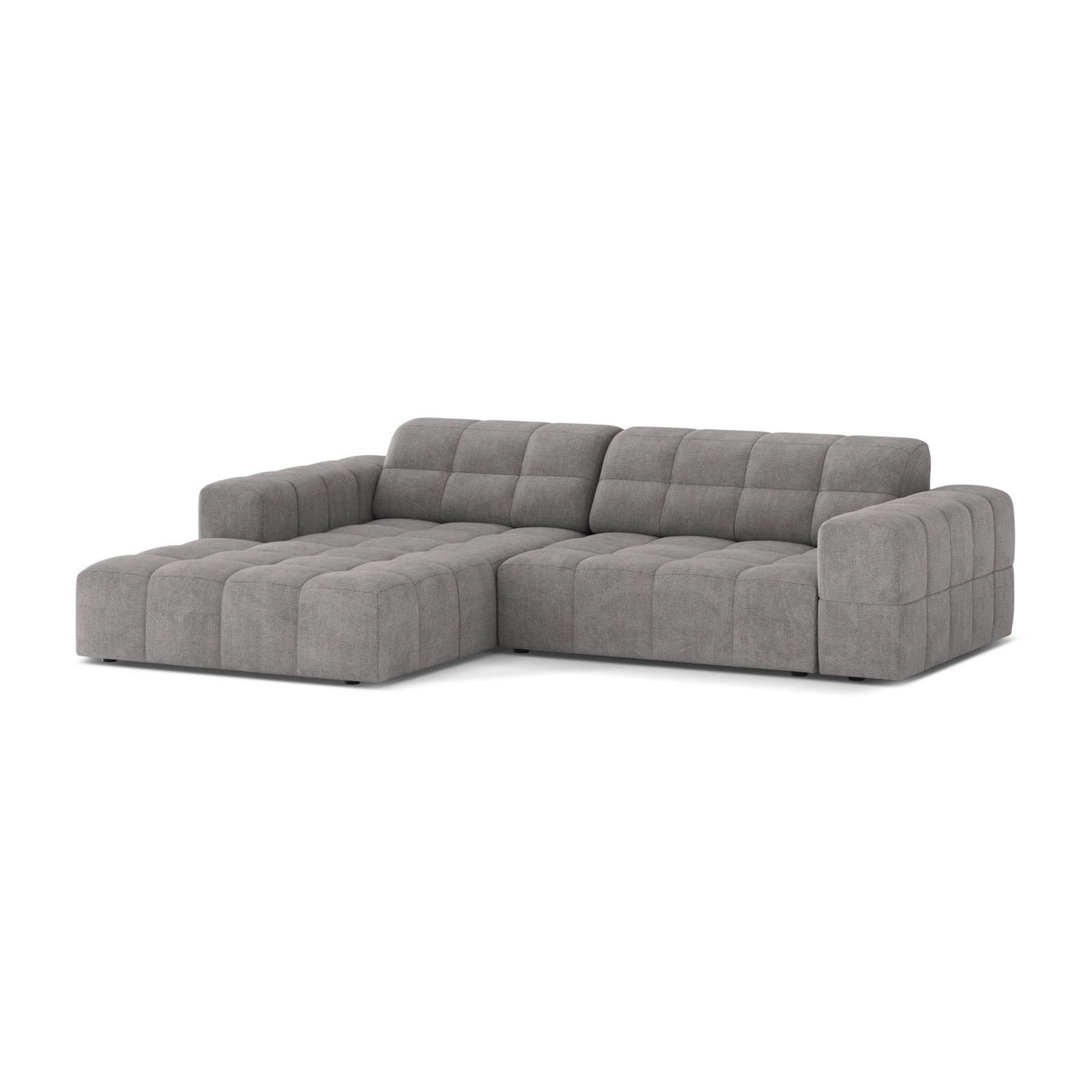 Chicago 3-Sitzer Ecksofa, Linke Seite, aus Chenille in Hellgrau (Eden 18 Grey), 234x167 cm von Cosmopolitan Design – Bild 3