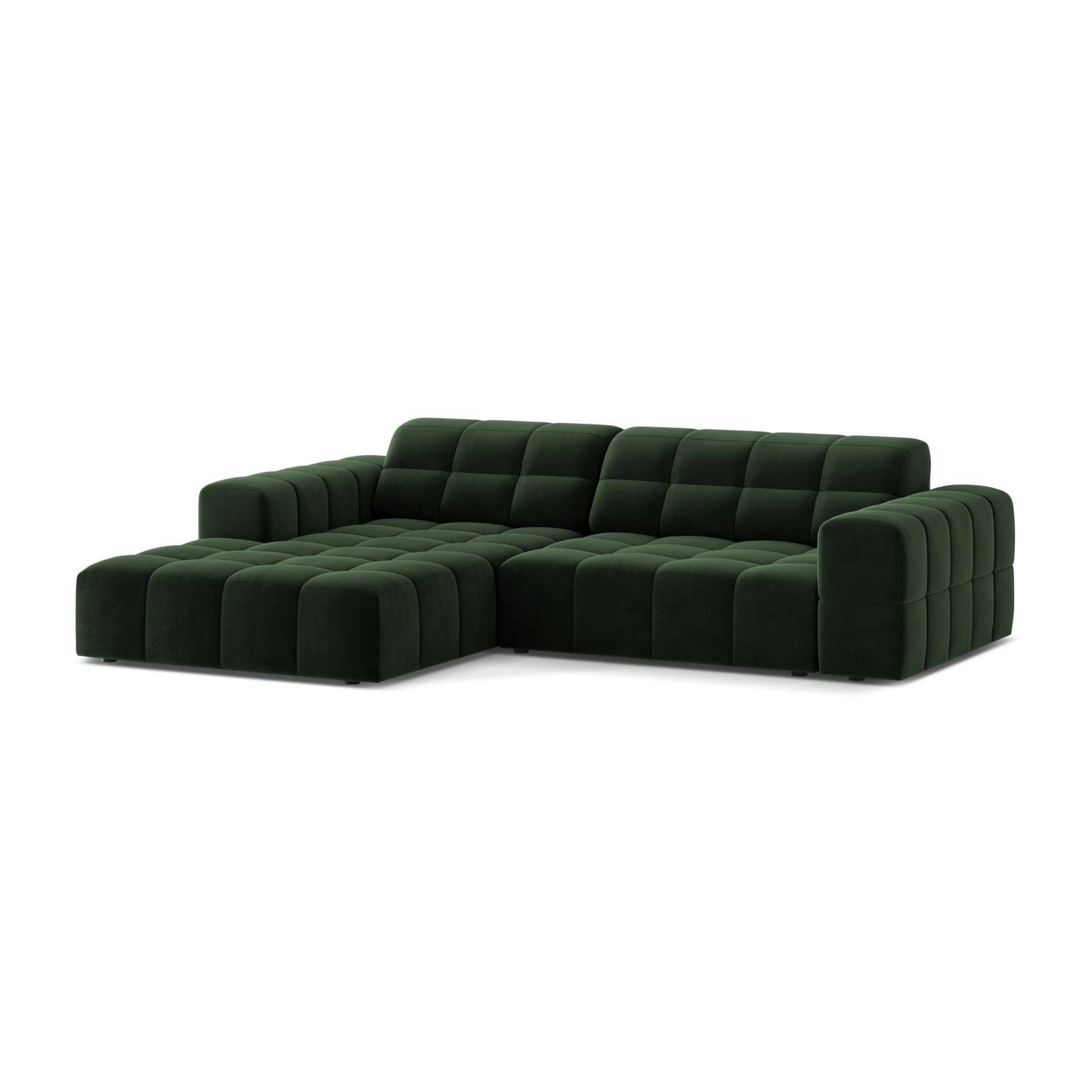 Chicago 3-Sitzer Ecksofa, Linke Seite, aus Samt in Flaschengrün (Venus 2940), 234x167 cm von Cosmopolitan Design – Bild 2
