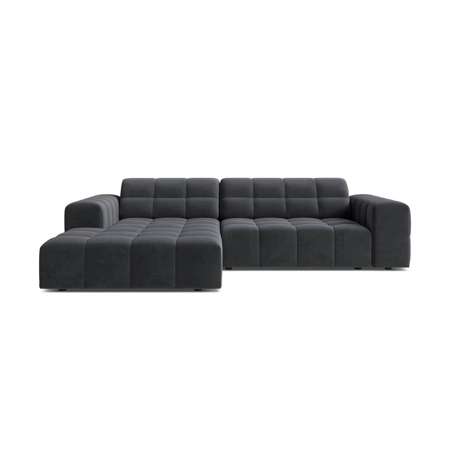 Chicago 3-Sitzer Ecksofa, Linke Seite, aus Samt in Grau (Bluvel 14), 234x167 cm von Cosmopolitan Design – Bild 1