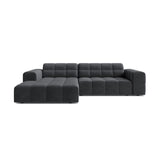 Chicago 3-Sitzer Ecksofa, Linke Seite, aus Samt in Grau (Bluvel 14), 234x167 cm von Cosmopolitan Design – Bild 1