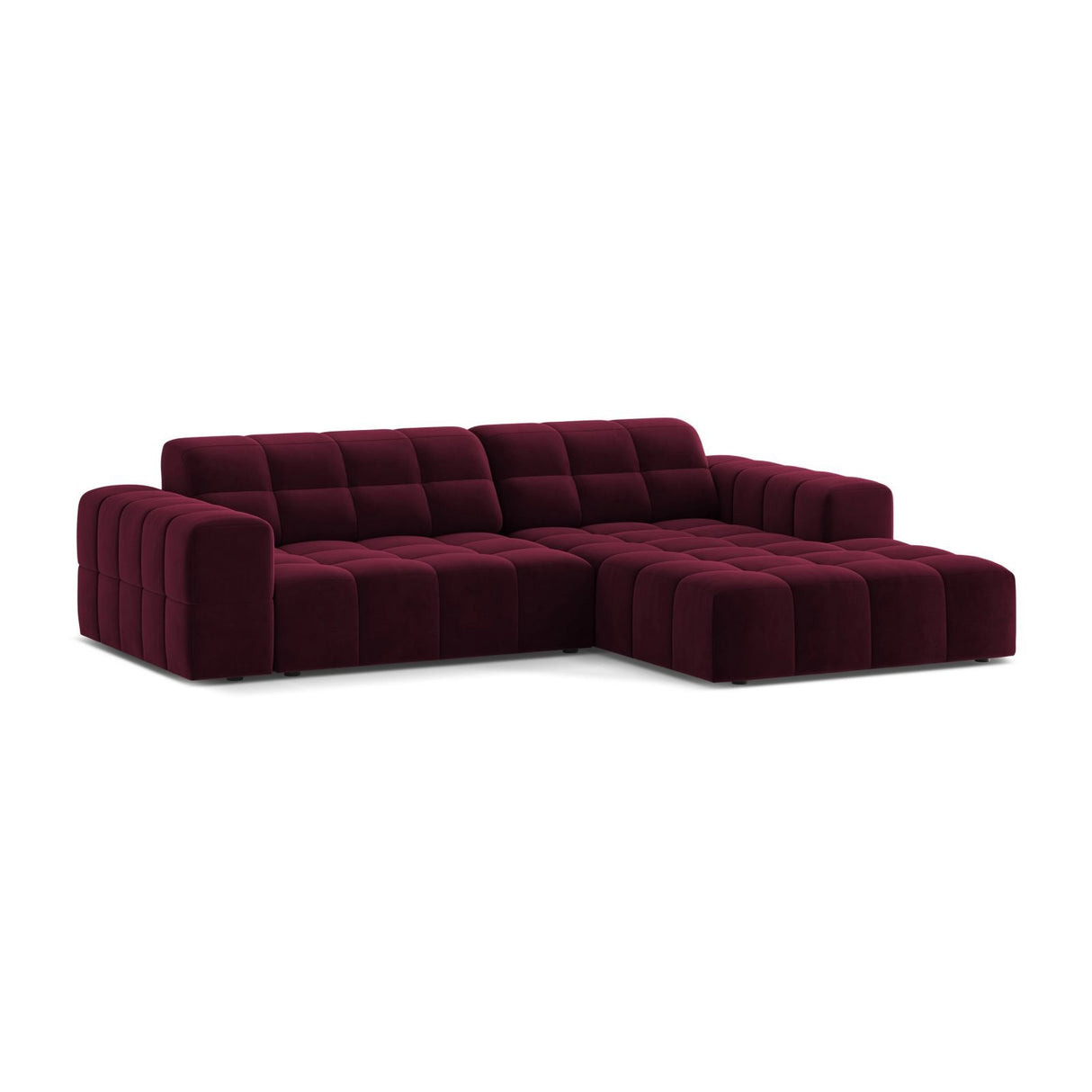 Chicago 3-Sitzer Ecksofa, Rechte Seite, aus Samt in Burgund (Venus 2932), 234x167 cm von Cosmopolitan Design – Bild 2