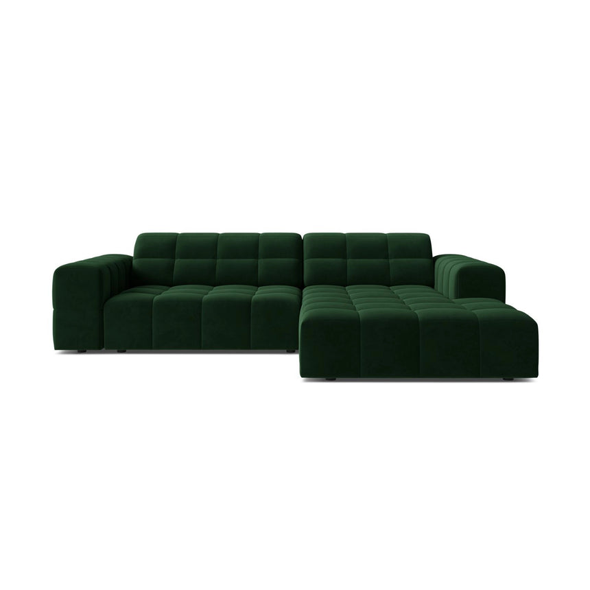 Chicago 3-Sitzer Ecksofa, Rechte Seite, aus Samt in Flaschengrün (Bluvel 78), 234x167 cm von Cosmopolitan Design – Bild 1