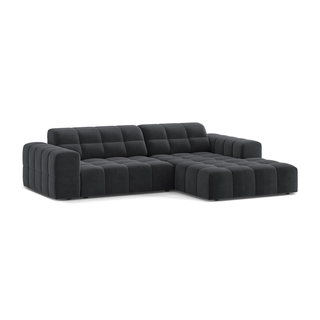 Chicago 3-Sitzer Ecksofa, Rechte Seite, aus Samt in Grau (Bluvel 14), 234x167 cm von Cosmopolitan Design – Bild 3