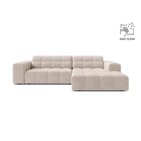 Chicago 3-Sitzer Ecksofa, Rechte Seite, aus Samt in Leichtes Beige (Venus 2927), 234x167 cm von Cosmopolitan Design – Bild 1