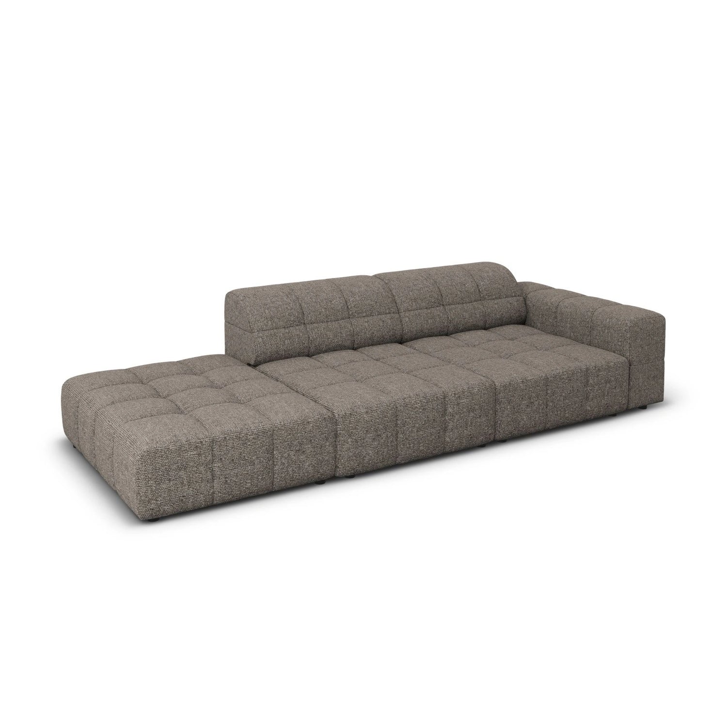 Chicago 3-Sitzer Sofa, Linksseitig, aus Chenille in Grau (Haga 16), Beine aus Schwarzes Plastik, 262x102x70 cm von Cosmopolitan Design – Bild 4