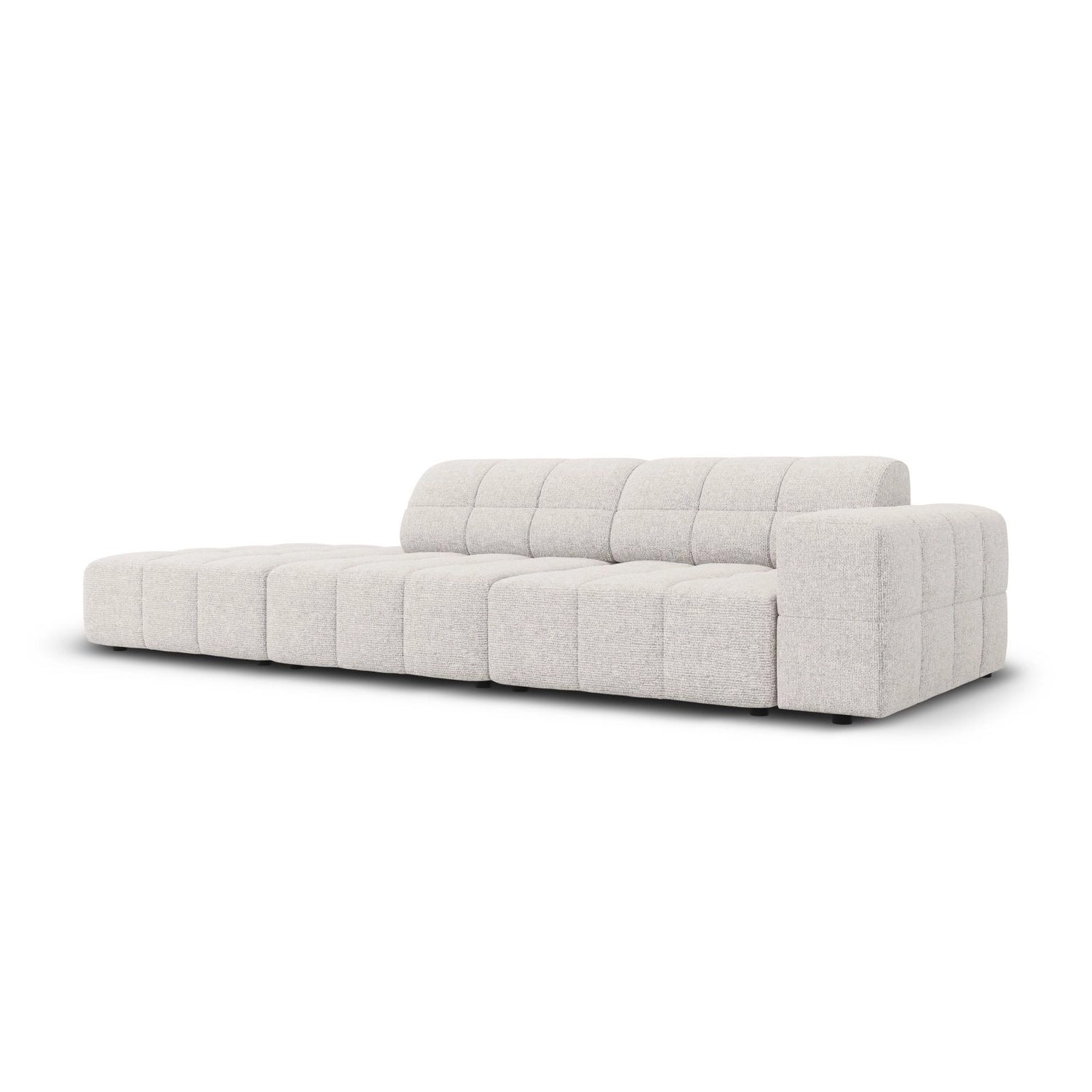 Chicago 3-Sitzer Sofa, Linksseitig, aus Chenille in Hellgrau (Haga 06), Beine aus Schwarzes Plastik, 262x102x70 cm von Cosmopolitan Design – Bild 3