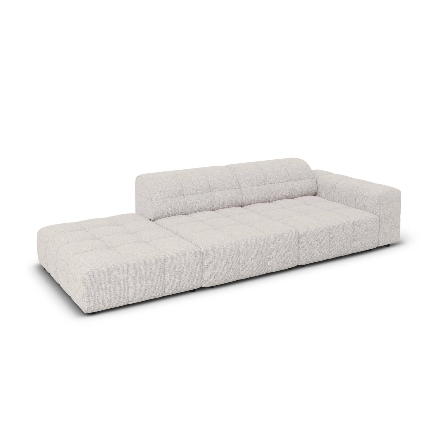 Chicago 3-Sitzer Sofa, Linksseitig, aus Chenille in Hellgrau (Haga 06), Beine aus Schwarzes Plastik, 262x102x70 cm von Cosmopolitan Design – Bild 4