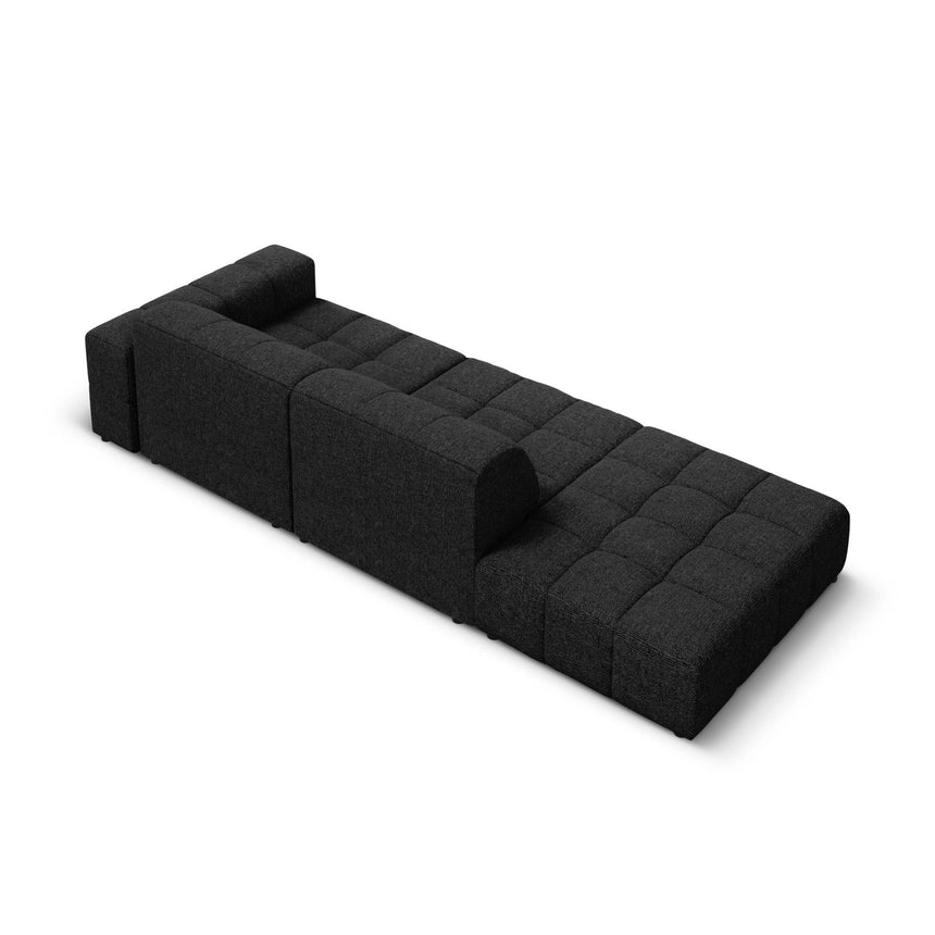 Chicago 3-Sitzer Sofa, Linksseitig, aus Chenille in Schwarz (Haga 19), Beine aus Schwarzes Plastik, 262x102x70 cm von Cosmopolitan Design – Bild 5
