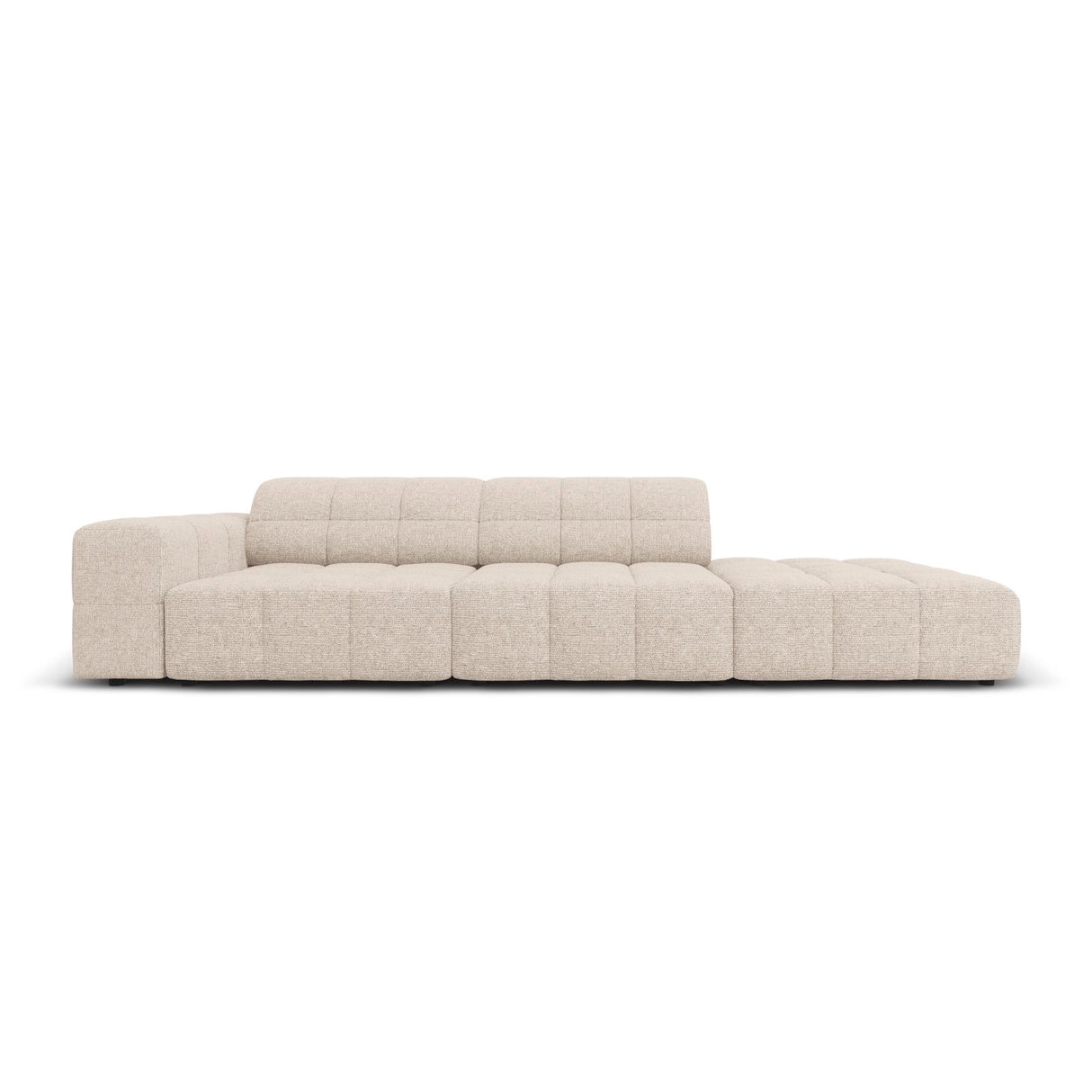 Chicago 3-Sitzer Sofa, Rechtsseitig, aus Chenille in Beige (Haga 30), Beine aus Schwarzes Plastik, 262x102x70 cm von Cosmopolitan Design – Bild 1