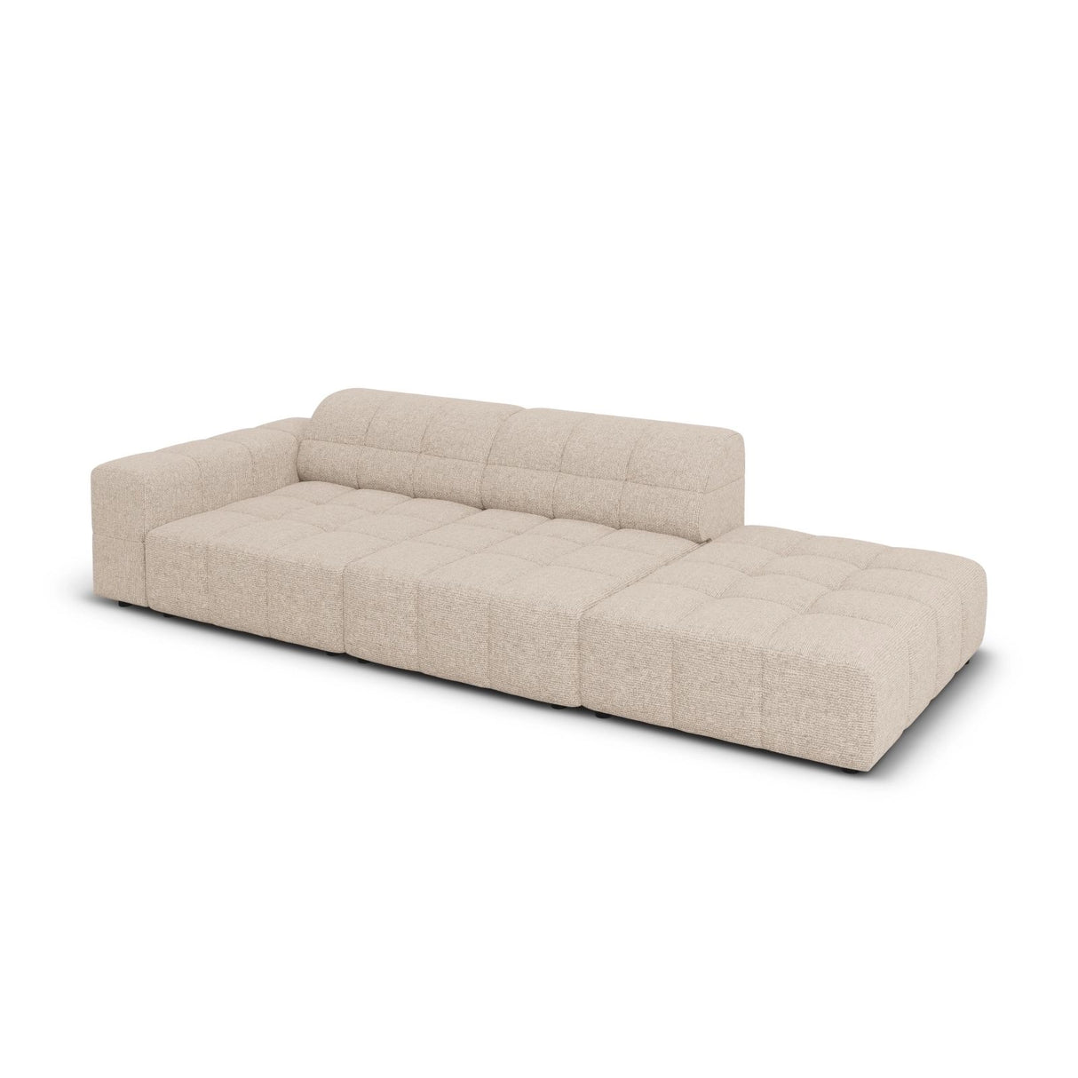 Chicago 3-Sitzer Sofa, Rechtsseitig, aus Chenille in Beige (Haga 30), Beine aus Schwarzes Plastik, 262x102x70 cm von Cosmopolitan Design – Bild 4