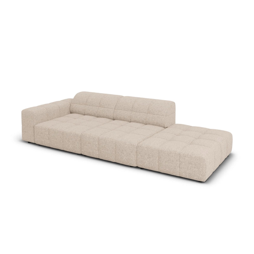 Chicago 3-Sitzer Sofa, Rechtsseitig, aus Chenille in Beige (Haga 30), Beine aus Schwarzes Plastik, 262x102x70 cm von Cosmopolitan Design – Bild 4