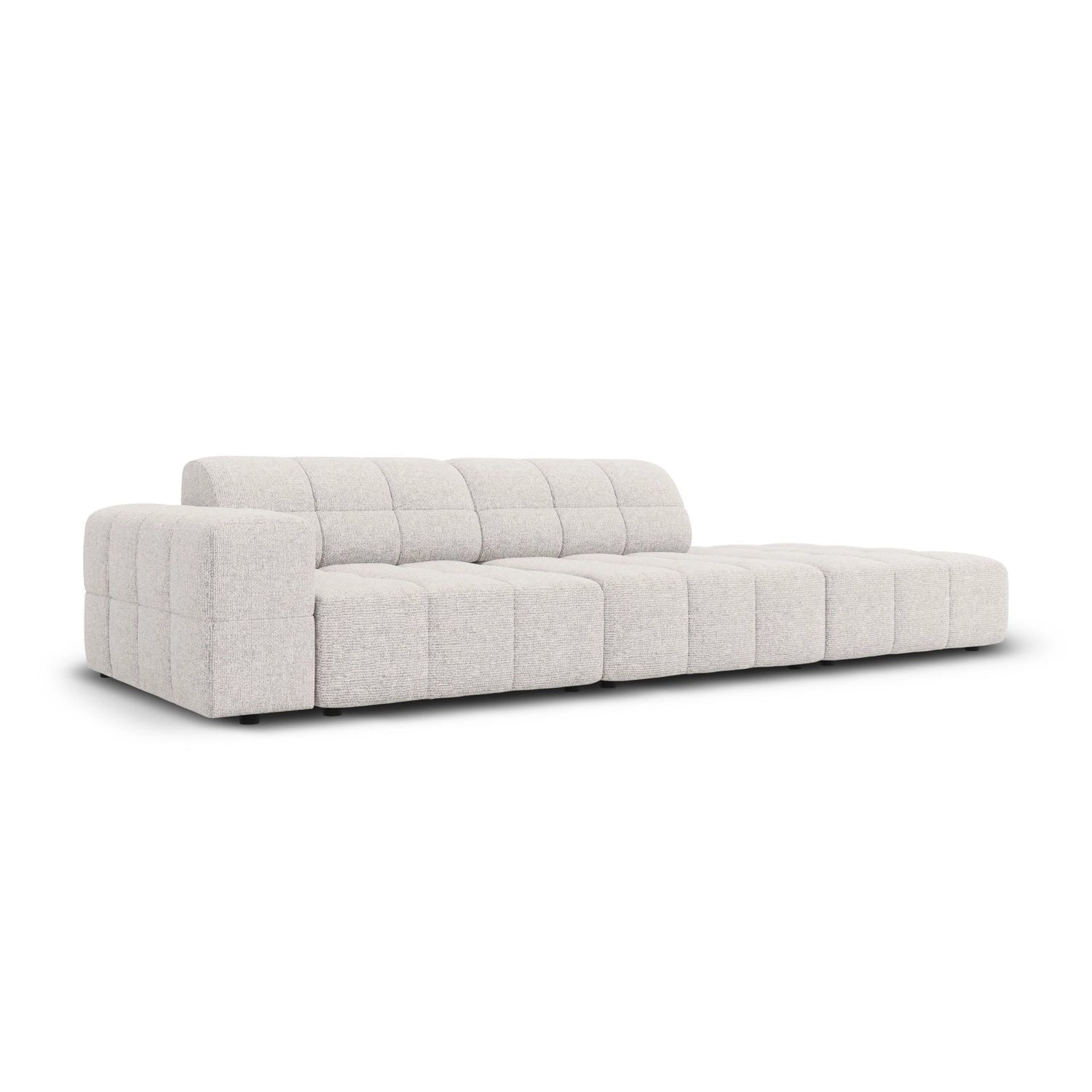 Chicago 3-Sitzer Sofa, Rechtsseitig, aus Chenille in Hellgrau (Haga 06), Beine aus Schwarzes Plastik, 262x102x70 cm von Cosmopolitan Design – Bild 3