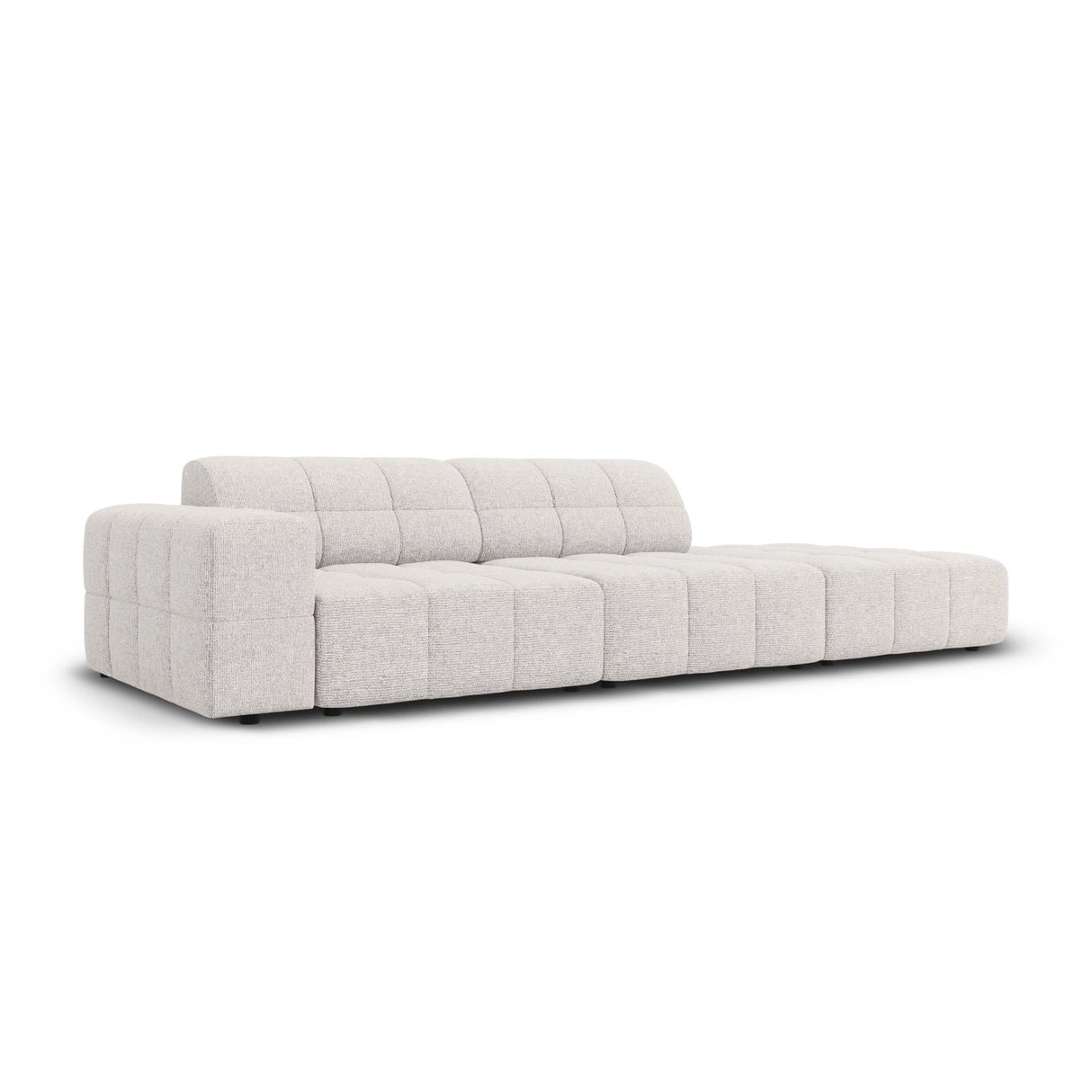 Chicago 3-Sitzer Sofa, Rechtsseitig, aus Chenille in Hellgrau (Haga 06), Beine aus Schwarzes Plastik, 262x102x70 cm von Cosmopolitan Design – Bild 3
