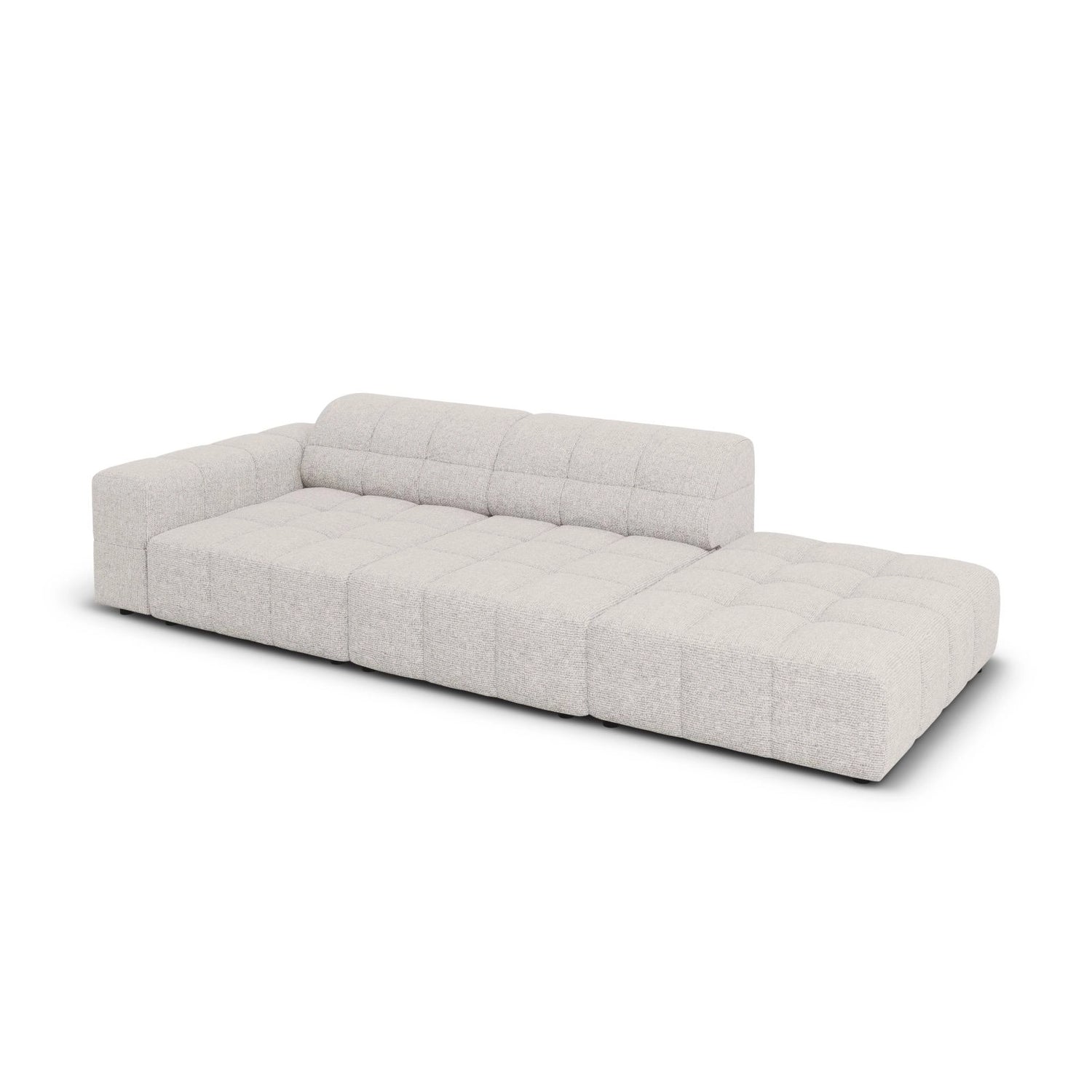 Chicago 3-Sitzer Sofa, Rechtsseitig, aus Chenille in Hellgrau (Haga 06), Beine aus Schwarzes Plastik, 262x102x70 cm von Cosmopolitan Design – Bild 4