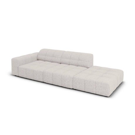 Chicago 3-Sitzer Sofa, Rechtsseitig, aus Chenille in Hellgrau (Haga 06), Beine aus Schwarzes Plastik, 262x102x70 cm von Cosmopolitan Design – Bild 4