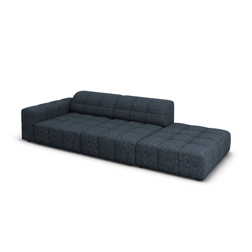 Chicago 3-Sitzer Sofa, Rechtsseitig, aus Chenille in Königsblau (Haga 86), Beine aus Schwarzes Plastik, 262x102x70 cm von Cosmopolitan Design – Bild 4