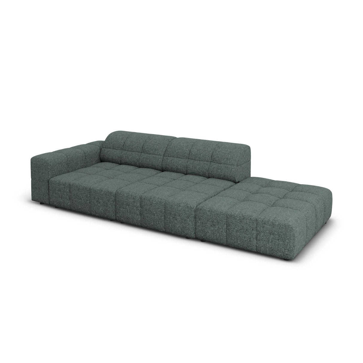 Chicago 3-Sitzer Sofa, Rechtsseitig, aus Chenille in Petrol (Haga 78), Beine aus Schwarzes Plastik, 262x102x70 cm von Cosmopolitan Design – Bild 4