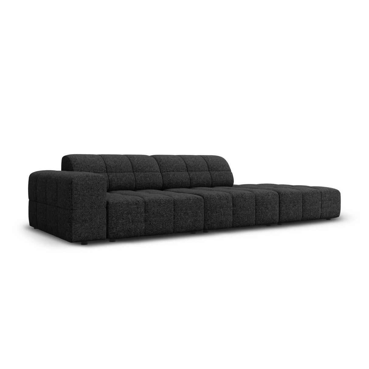 Chicago 3-Sitzer Sofa, Rechtsseitig, aus Chenille in Schwarz (Haga 19), Beine aus Schwarzes Plastik, 262x102x70 cm von Cosmopolitan Design – Bild 3