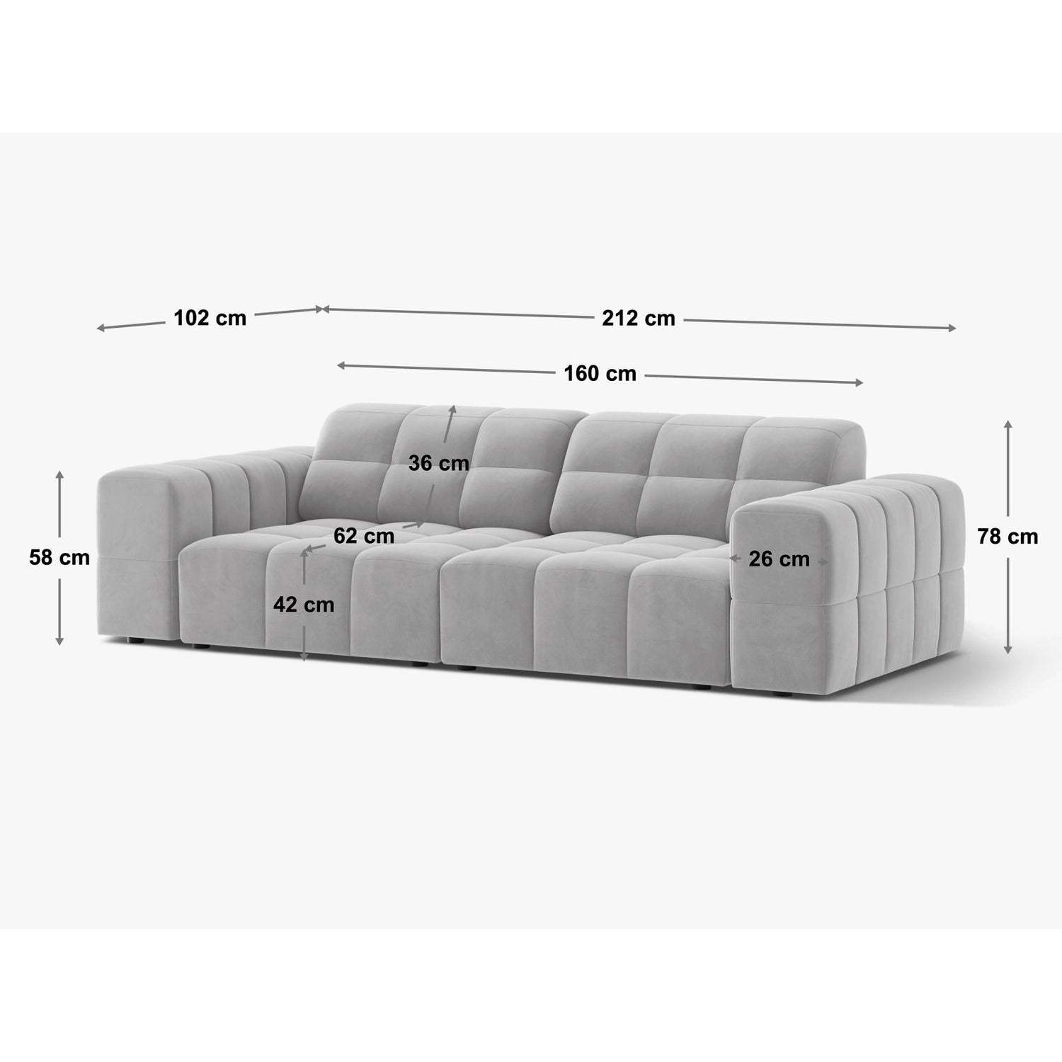 Chicago 3-Sitzer Sofa aus Chenille in Marineblau (Eden 16 Deep Blue), 212x102 cm von Cosmopolitan Design – Bild 2
