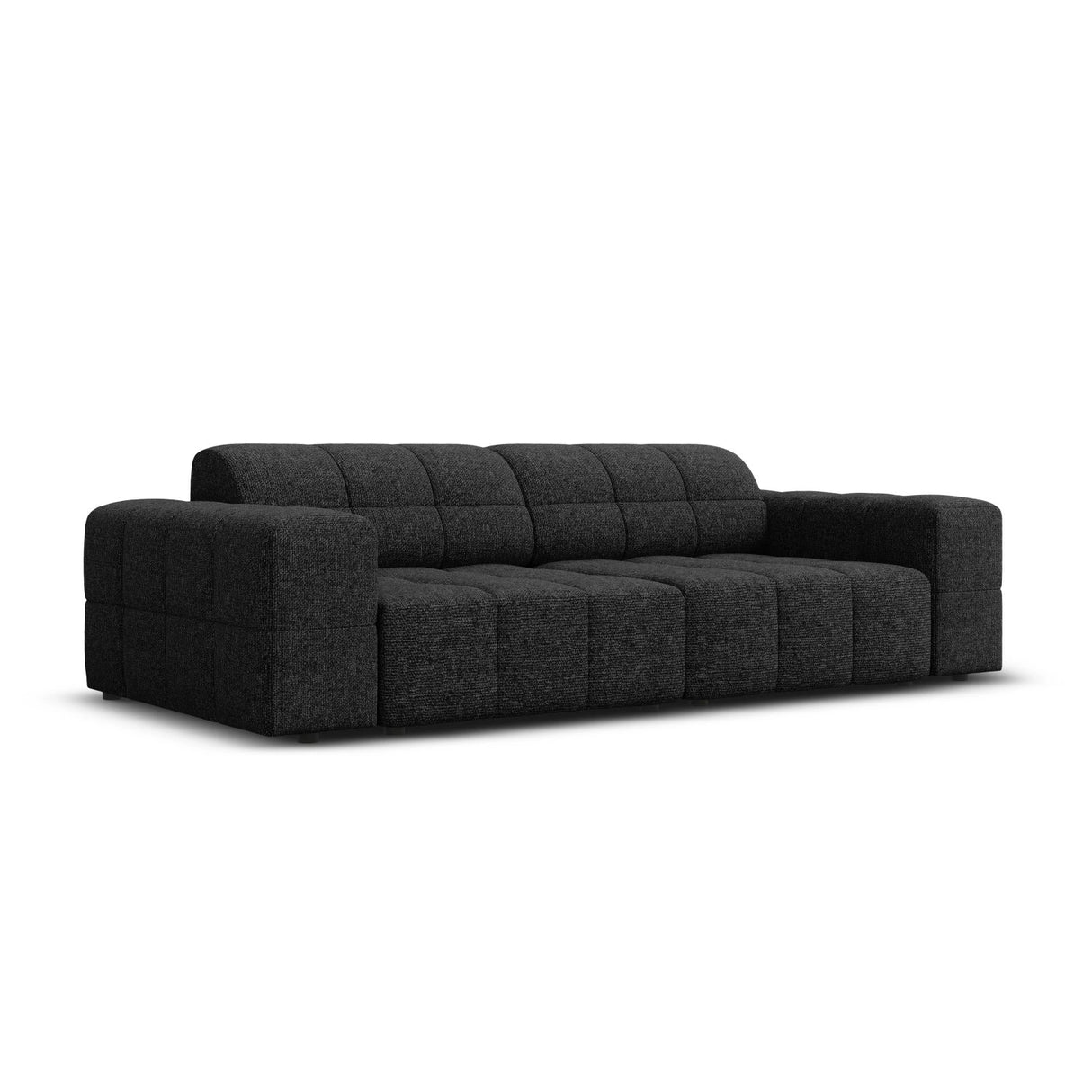 Chicago 3-Sitzer Sofa aus Chenille in Schwarz (Haga 19), 204x102x70 cm von Cosmopolitan Design – Bild 3