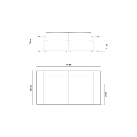 Chicago 3-Sitzer Sofa aus Samt in Flaschengrün (Bluvel 78), 204x102x70 cm von Cosmopolitan Design – Bild 2