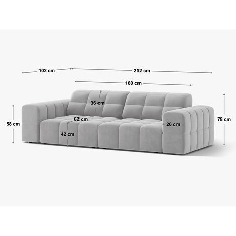 Chicago 3-Sitzer Sofa aus Samt in Gelb (Venus 2917), 212x102 cm von Cosmopolitan Design – Bild 2