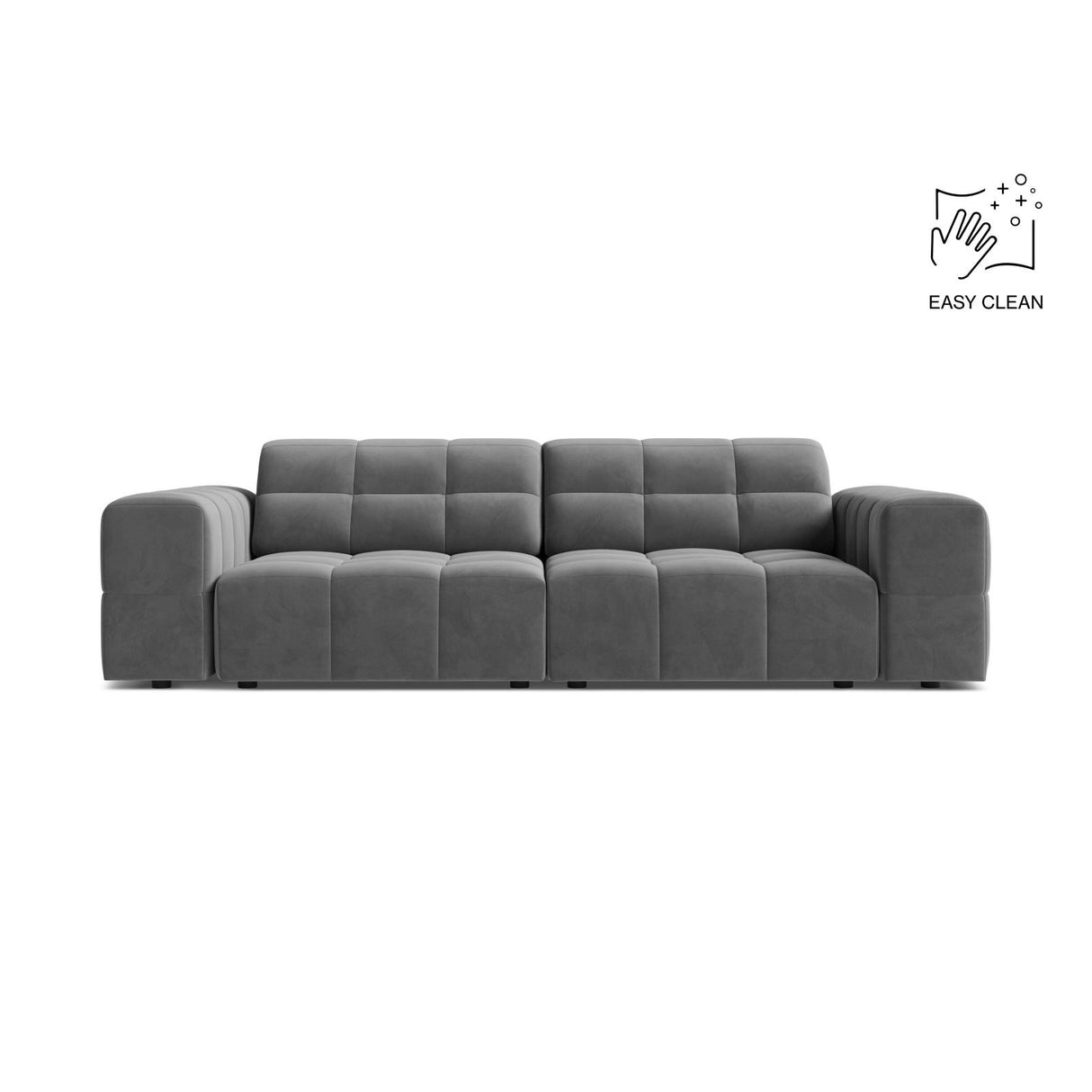 Chicago 3-Sitzer Sofa aus Samt in Hellgrau (Venus 2929), 212x102 cm von Cosmopolitan Design – Bild 1