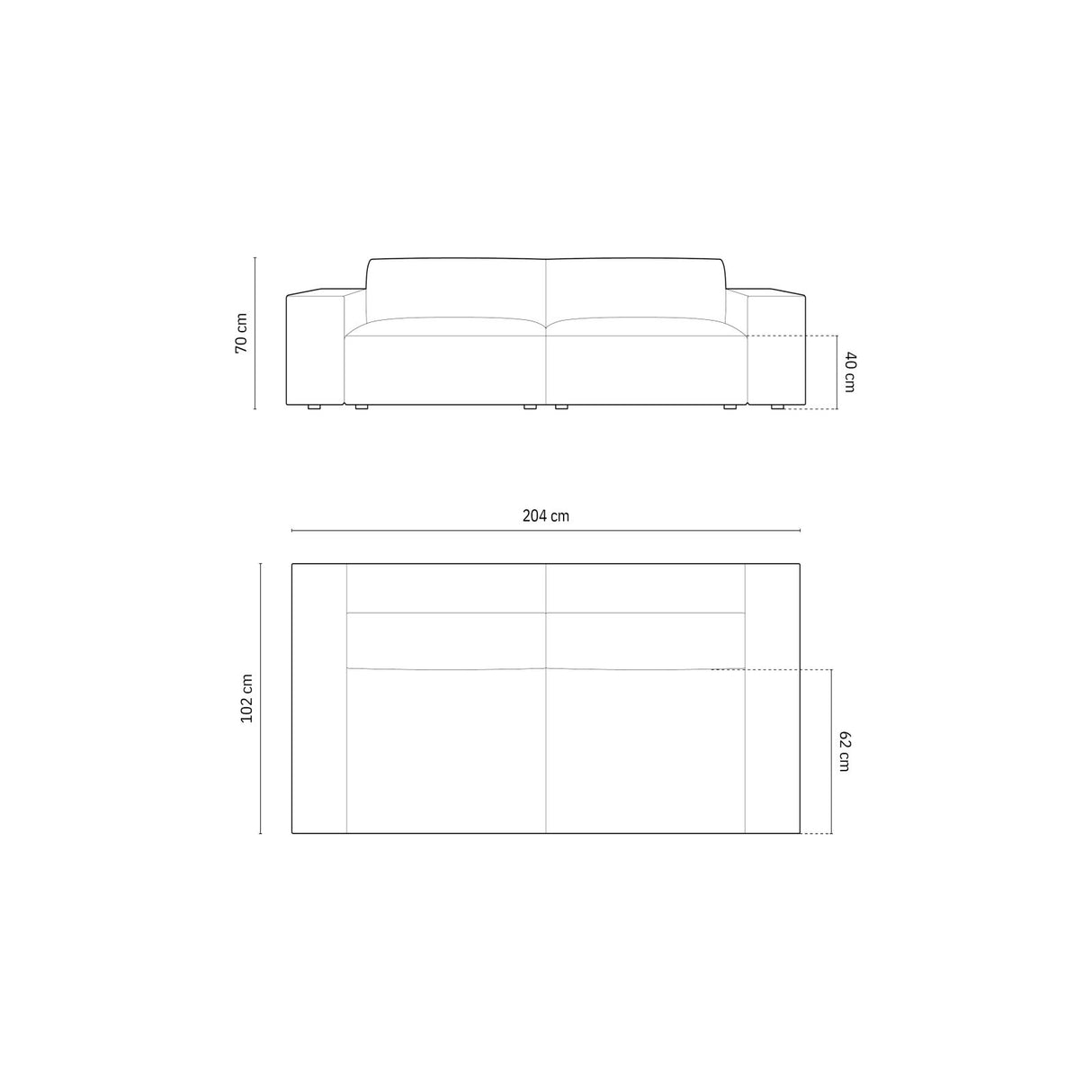 Chicago 3-Sitzer Sofa aus Samt in Silber (Bluvel 03), 204x102x70 cm von Cosmopolitan Design – Bild 2