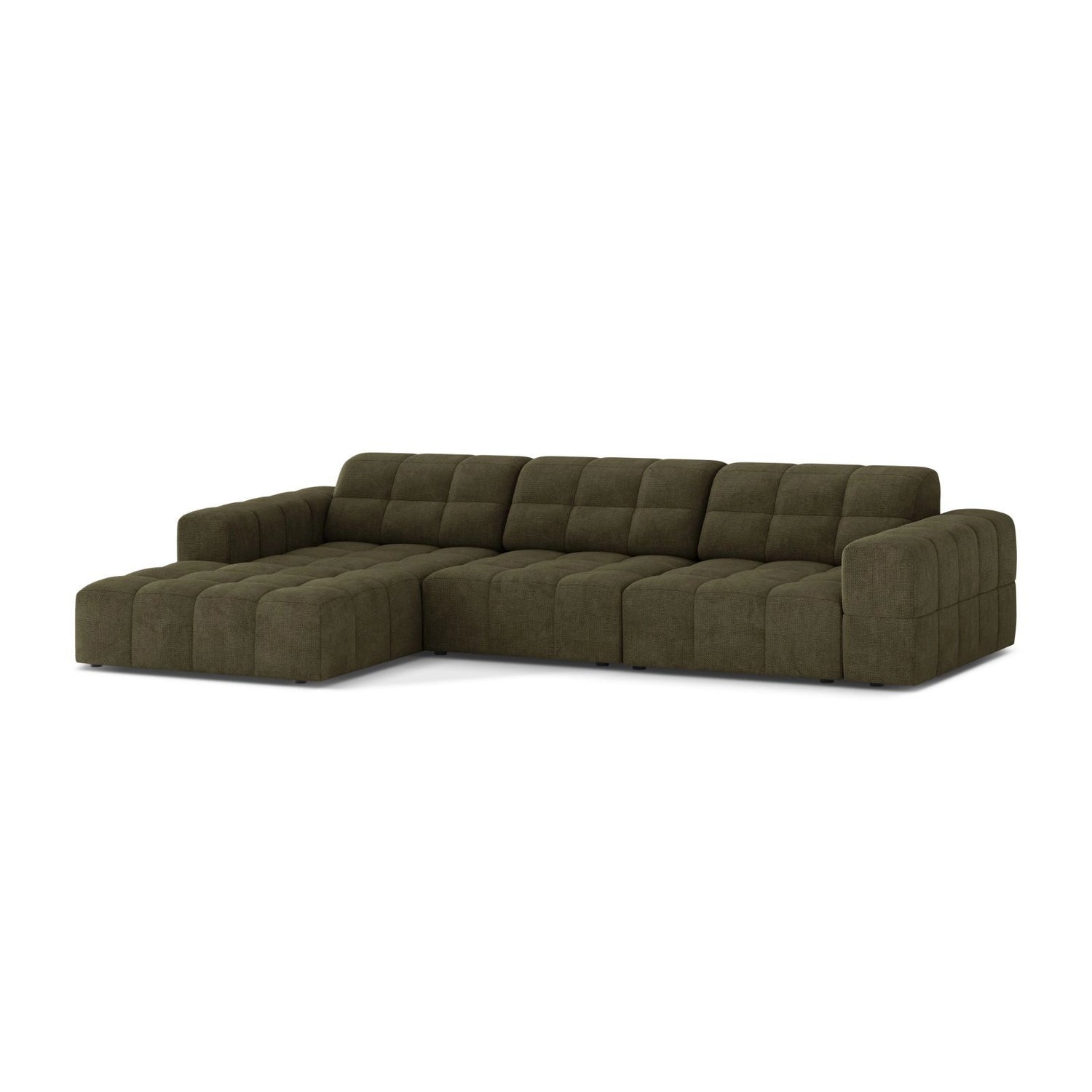 Chicago 4-Sitzer Ecksofa, Linke Seite, aus Chenille in Grün (Eden 12 Olive), 294x167 cm von Cosmopolitan Design – Bild 3