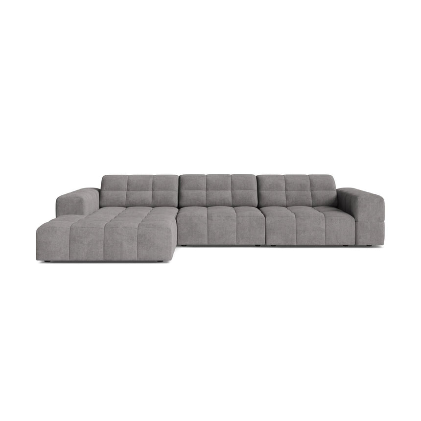 Chicago 4-Sitzer Ecksofa, Linke Seite, aus Chenille in Hellgrau (Eden 18 Grey), 294x167 cm von Cosmopolitan Design – Bild 1