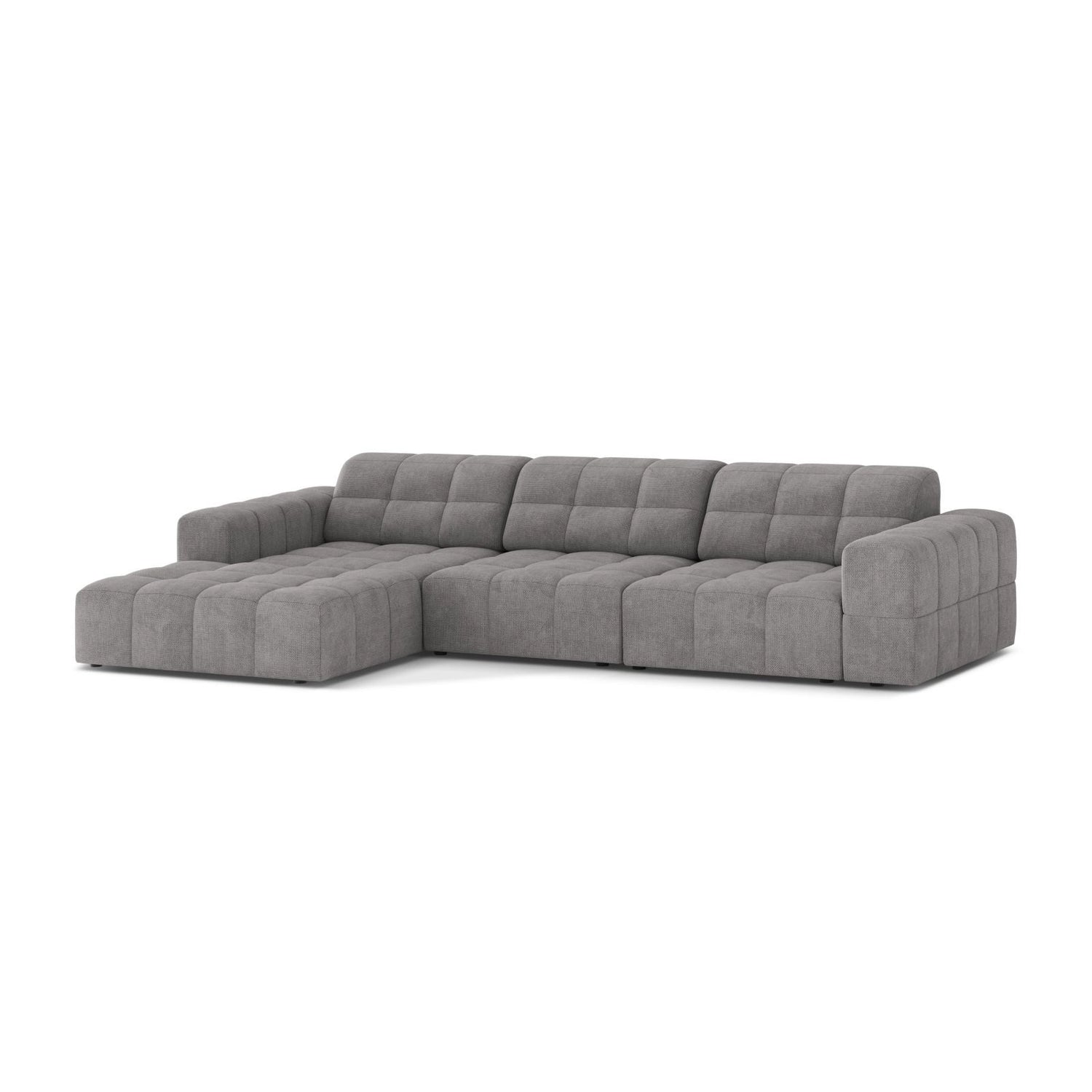 Chicago 4-Sitzer Ecksofa, Linke Seite, aus Chenille in Hellgrau (Eden 18 Grey), 294x167 cm von Cosmopolitan Design – Bild 3