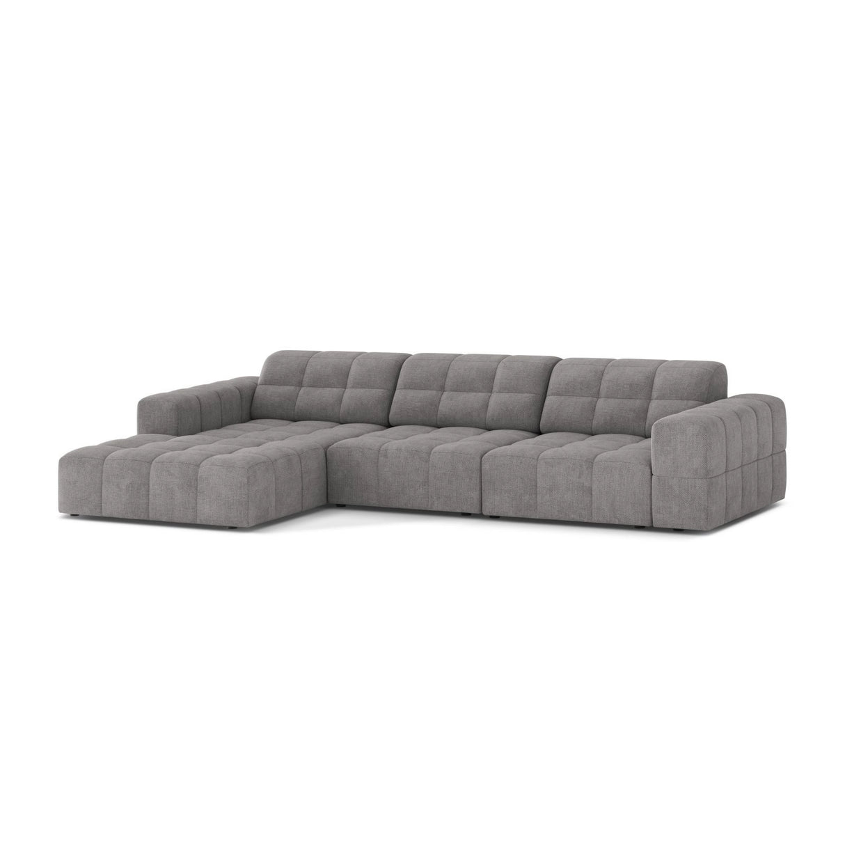 Chicago 4-Sitzer Ecksofa, Linke Seite, aus Chenille in Hellgrau (Eden 18 Grey), 294x167 cm von Cosmopolitan Design – Bild 3