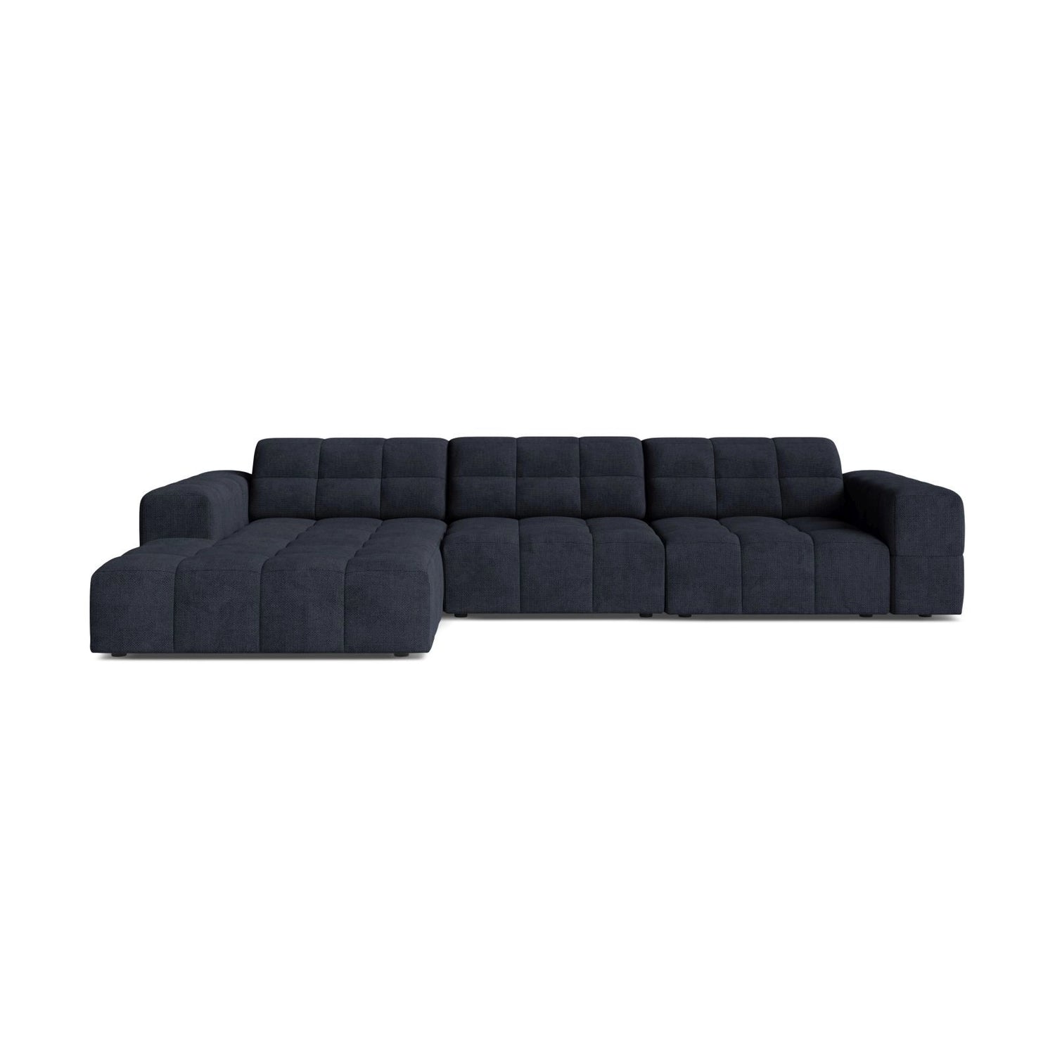 Chicago 4-Sitzer Ecksofa, Linke Seite, aus Chenille in Marineblau (Eden 16 Deep Blue), 294x167 cm von Cosmopolitan Design – Bild 1