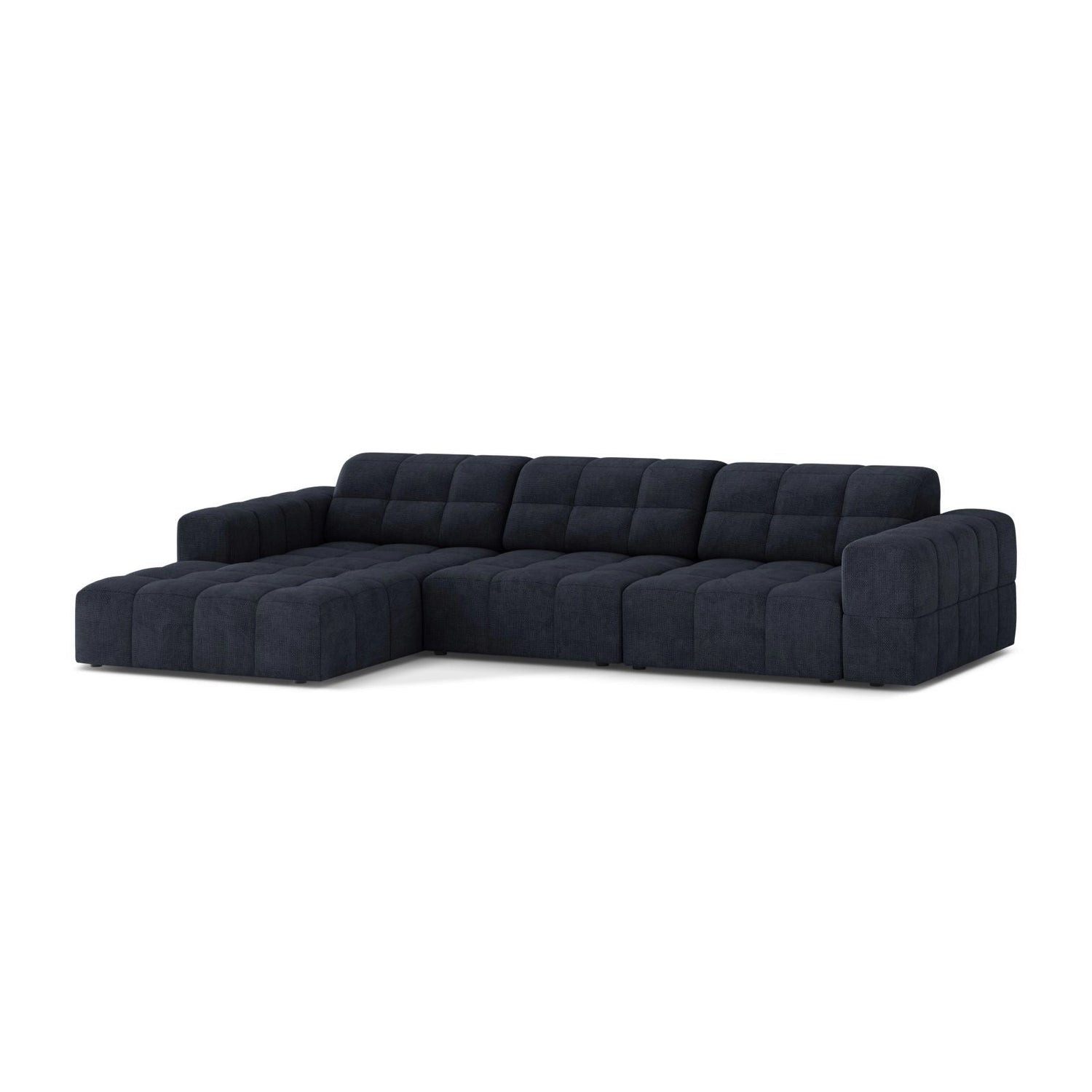 Chicago 4-Sitzer Ecksofa, Linke Seite, aus Chenille in Marineblau (Eden 16 Deep Blue), 294x167 cm von Cosmopolitan Design – Bild 3