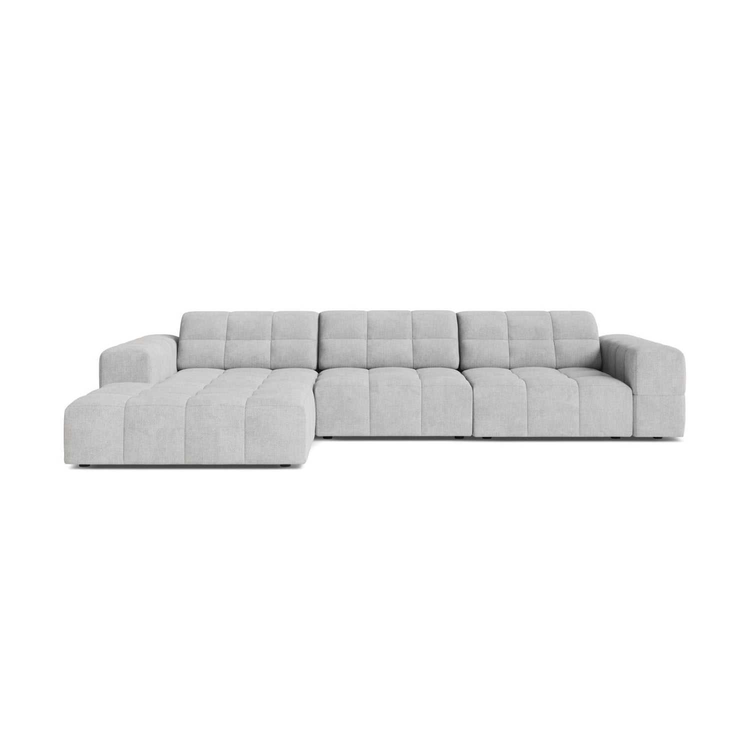 Chicago 4-Sitzer Ecksofa, Linke Seite, aus Chenille in Silber (Eden 17 Silver), 294x167 cm von Cosmopolitan Design – Bild 1