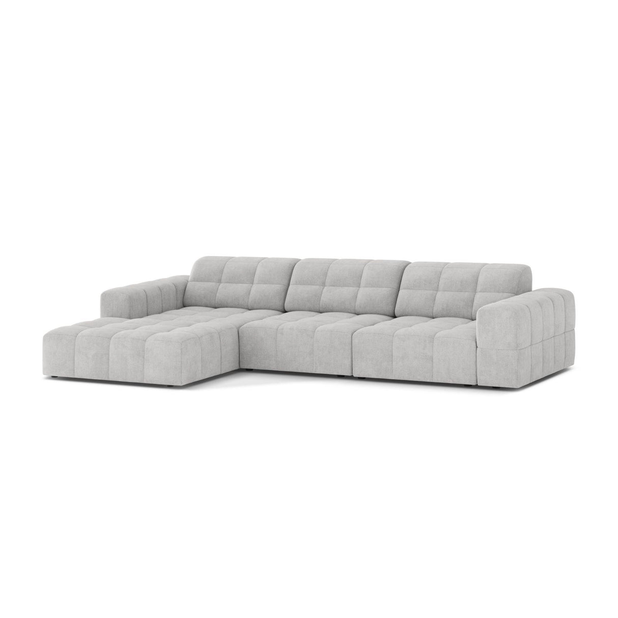 Chicago 4-Sitzer Ecksofa, Linke Seite, aus Chenille in Silber (Eden 17 Silver), 294x167 cm von Cosmopolitan Design – Bild 3