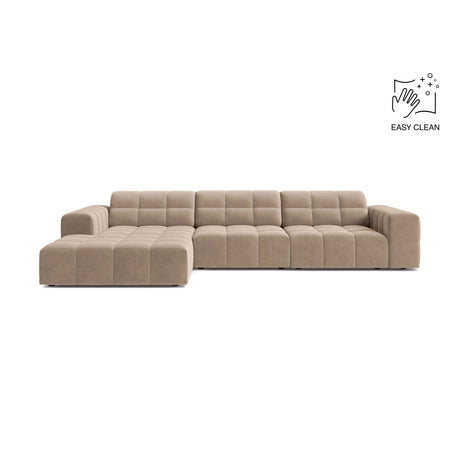 Chicago 4-Sitzer Ecksofa, Linke Seite, aus Samt in Beige (Venus 2928), 294x167 cm von Cosmopolitan Design – Bild 1