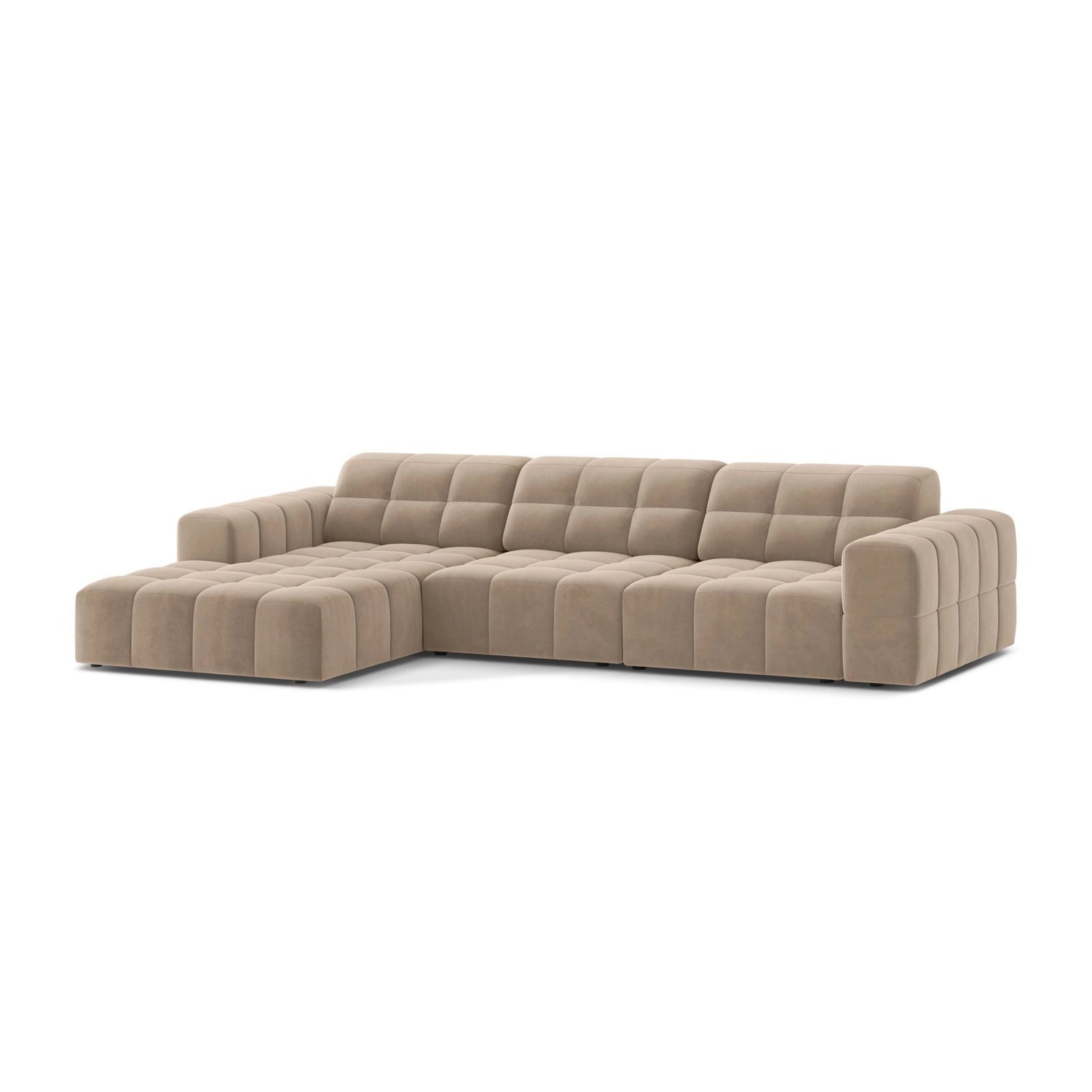 Chicago 4-Sitzer Ecksofa, Linke Seite, aus Samt in Beige (Venus 2928), 294x167 cm von Cosmopolitan Design – Bild 3