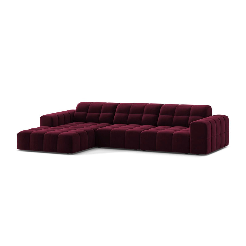 Chicago 4-Sitzer Ecksofa, Linke Seite, aus Samt in Burgund (Venus 2932), 294x167 cm von Cosmopolitan Design – Bild 3