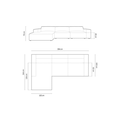Chicago 4-Sitzer Ecksofa, Linke Seite, aus Samt in Flaschengrün (Bluvel 78), 284x166x70 cm von Cosmopolitan Design – Bild 2