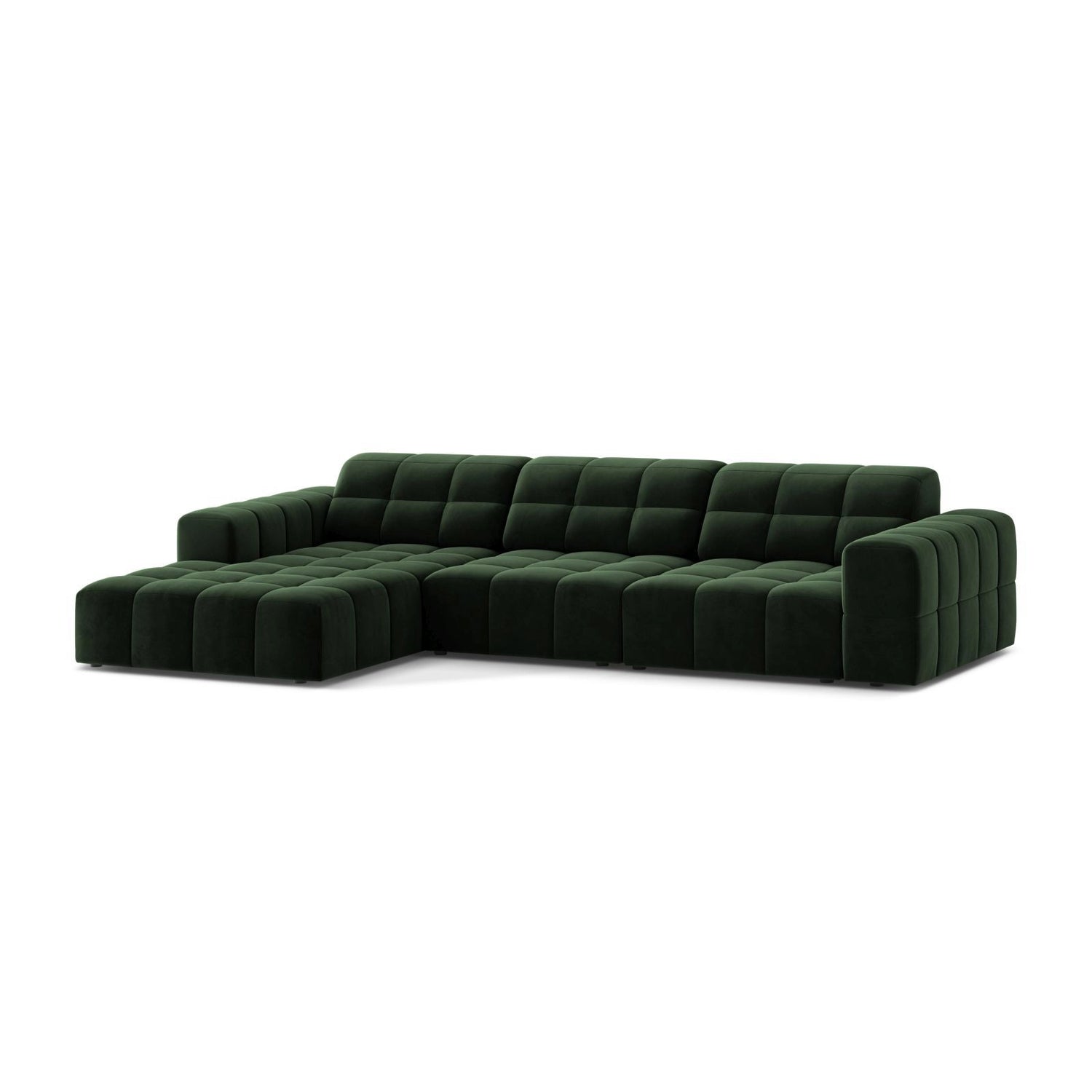 Chicago 4-Sitzer Ecksofa, Linke Seite, aus Samt in Flaschengrün (Venus 2940), 294x167 cm von Cosmopolitan Design – Bild 3