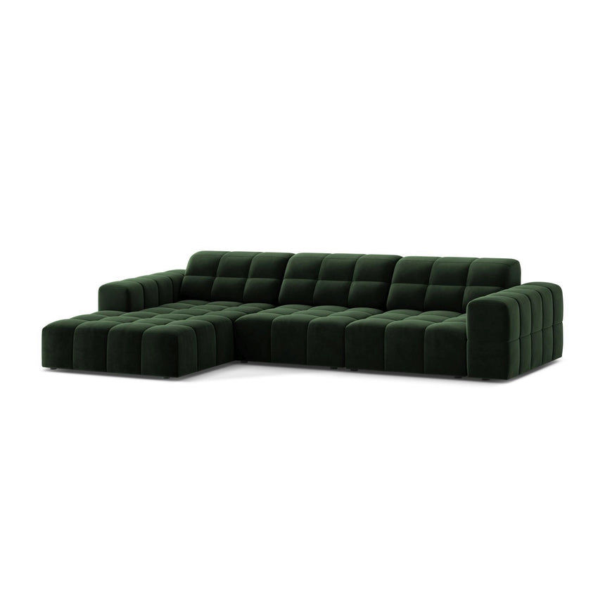 Chicago 4-Sitzer Ecksofa, Linke Seite, aus Samt in Flaschengrün (Venus 2940), 294x167 cm von Cosmopolitan Design – Bild 3