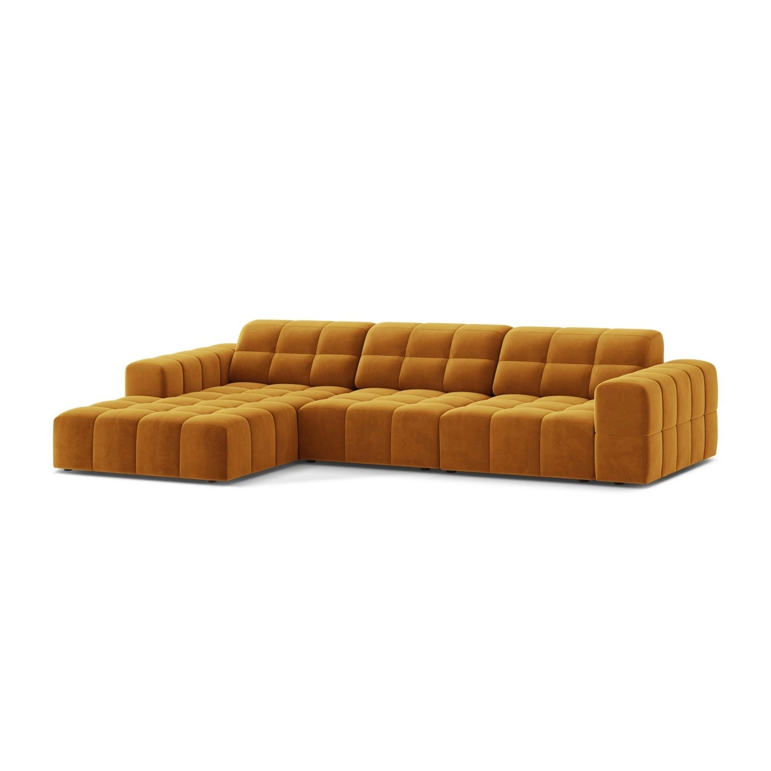 Chicago 4-Sitzer Ecksofa, Linke Seite, aus Samt in Gelb (Venus 2917), 294x167 cm von Cosmopolitan Design – Bild 3
