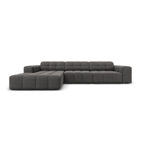 Chicago 4-Sitzer Ecksofa, Linke Seite, aus Samt in Grau (Bluvel 14), 284x166x70 cm von Cosmopolitan Design – Bild 1
