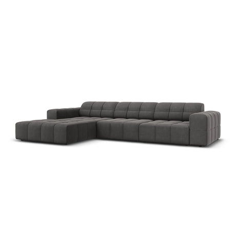 Chicago 4-Sitzer Ecksofa, Linke Seite, aus Samt in Grau (Bluvel 14), 284x166x70 cm von Cosmopolitan Design – Bild 3