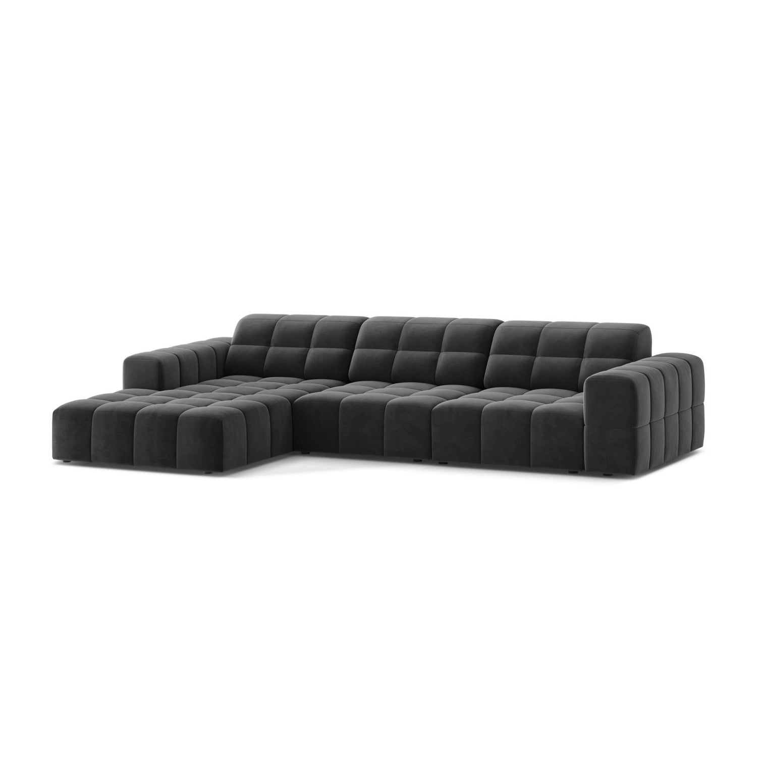 Chicago 4-Sitzer Ecksofa, Linke Seite, aus Samt in Grau (Venus 2930), 294x167 cm von Cosmopolitan Design – Bild 3